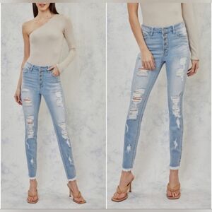 KanCan Blue Skinny Distressed Denim Jeans NWT Size 9/28 Casual Streetwear